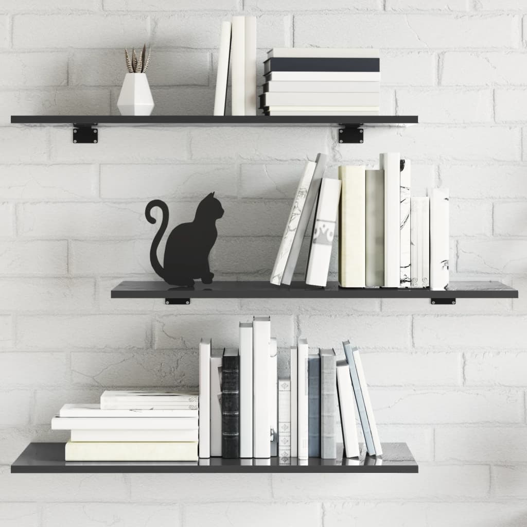 Bücherregal-Bretter 4 Stk. Hochglanz-Grau 80x30x1,5 cm
