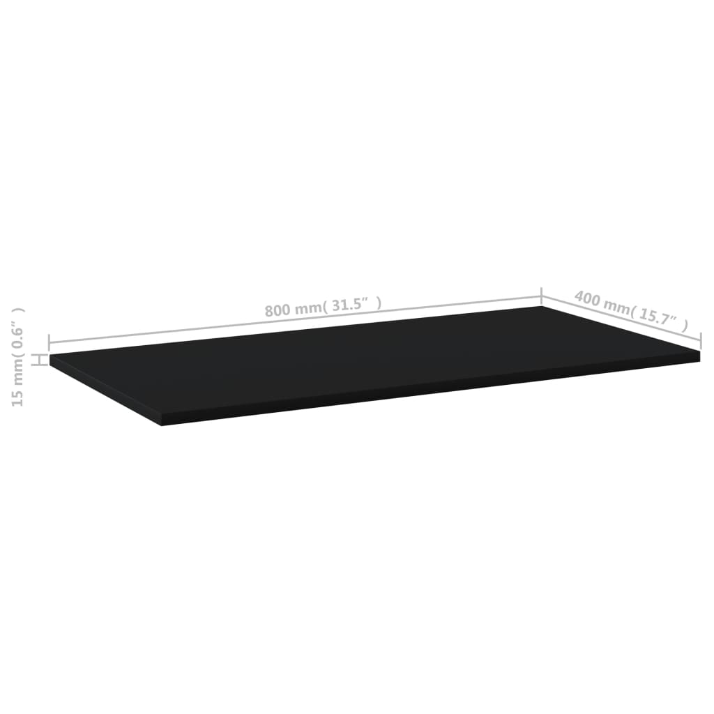 Bücherregal-Bretter 8 Stk. Schwarz 80x40x1,5 cm Holzwerkstoff