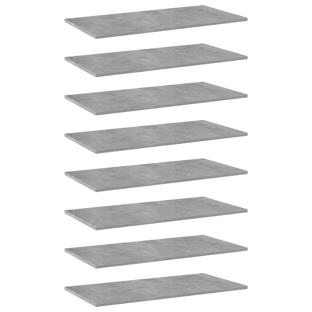 Bücherregal-Bretter 8 Stk. Betongrau 80x40x1,5 cm Holzwerkstoff