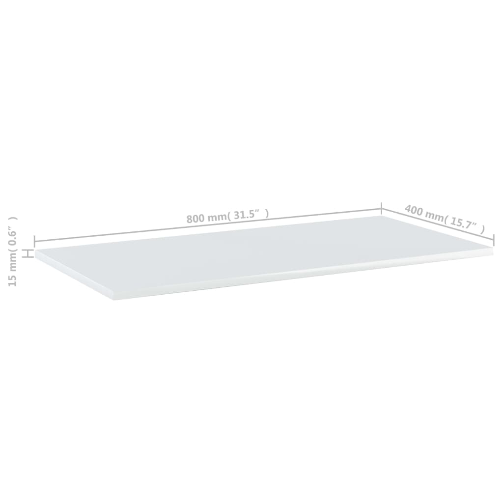 Bücherregal-Bretter 4 Stk. Hochglanz-Weiß 80x40x1,5 cm