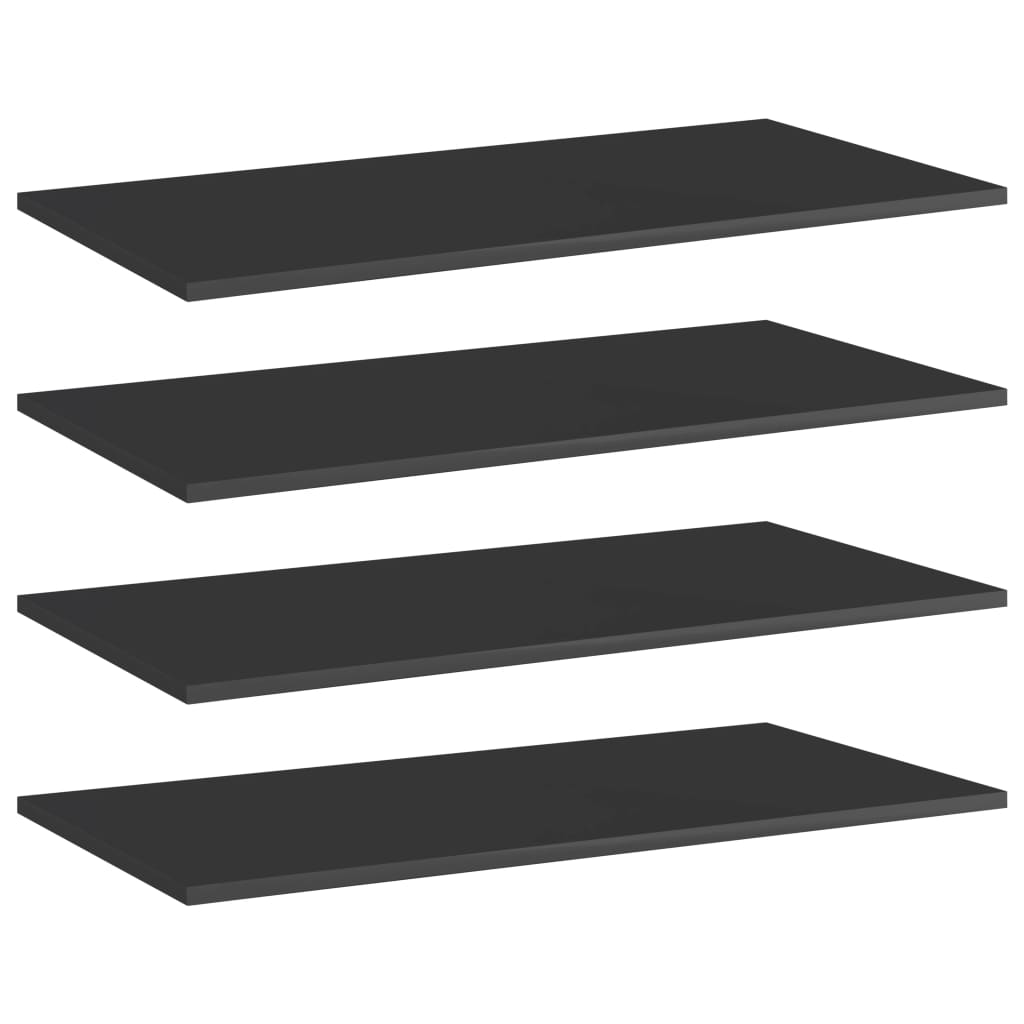 Bücherregal-Bretter 4 Stk. Hochglanz-Schwarz 80x40x1,5 cm