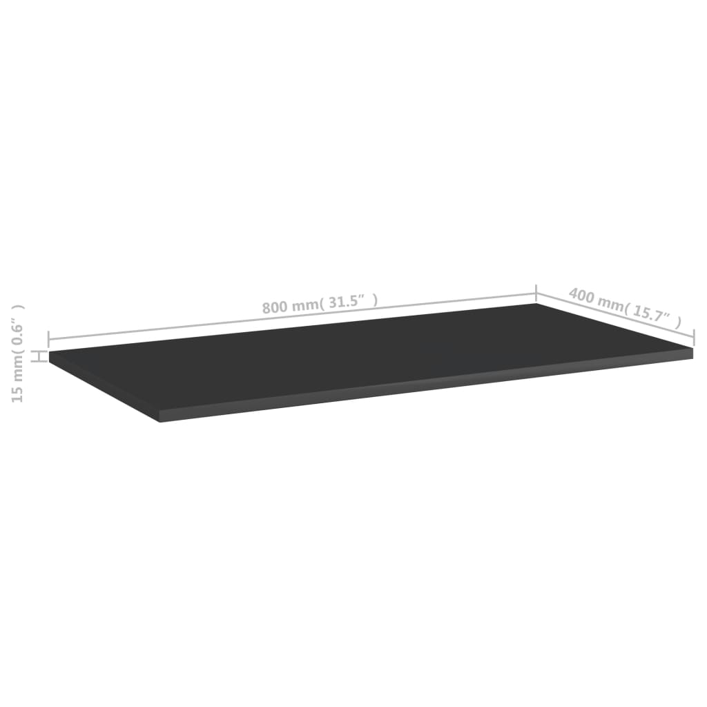Bücherregal-Bretter 4 Stk. Hochglanz-Schwarz 80x40x1,5 cm