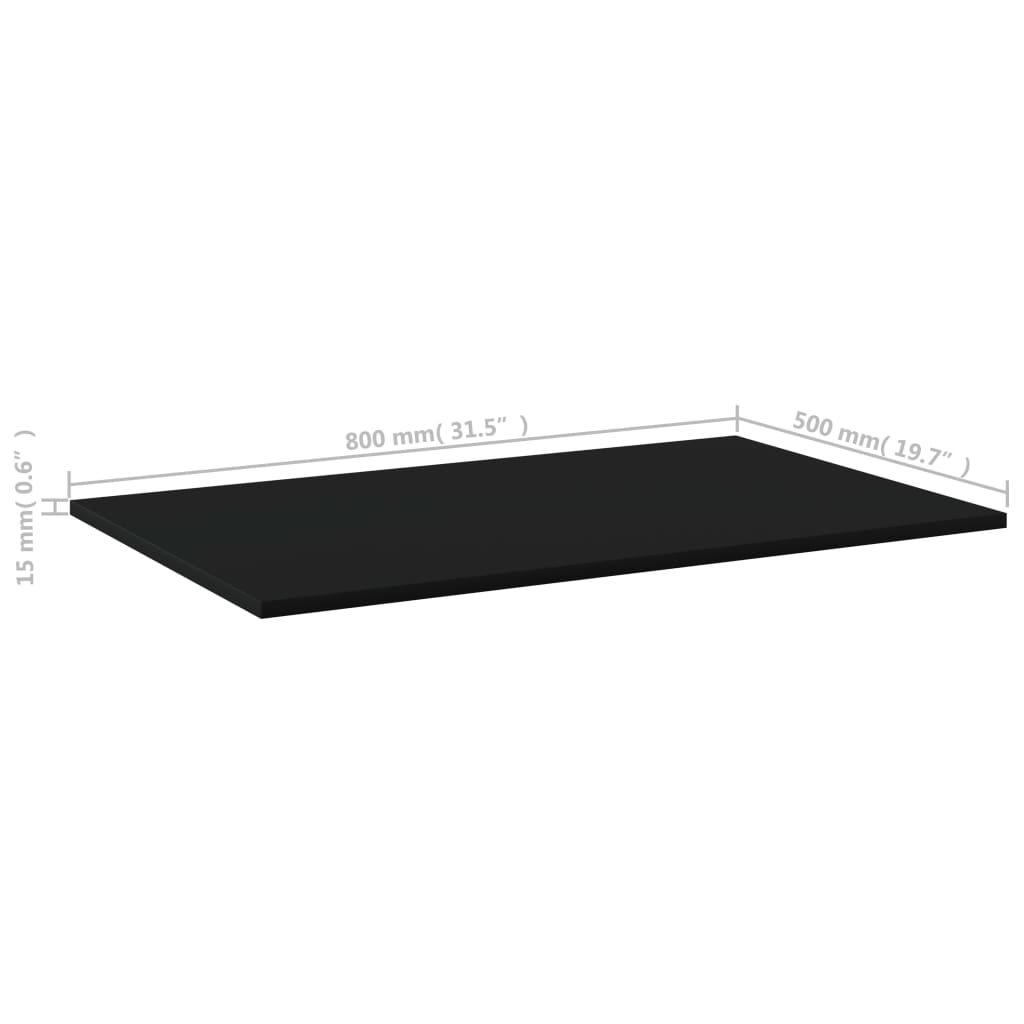 Bücherregal-Bretter 4 Stk. Schwarz 80x50x1,5 cm Holzwerkstoff