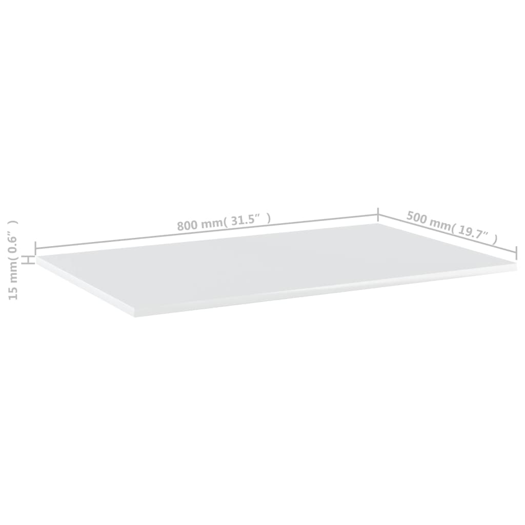 Bücherregal-Bretter 4 Stk. Hochglanz-Weiß 80x50x1,5 cm