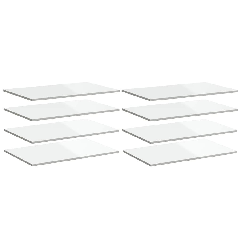 Bücherregal-Bretter 8 Stk. Hochglanz-Weiß 80x50x1,5 cm