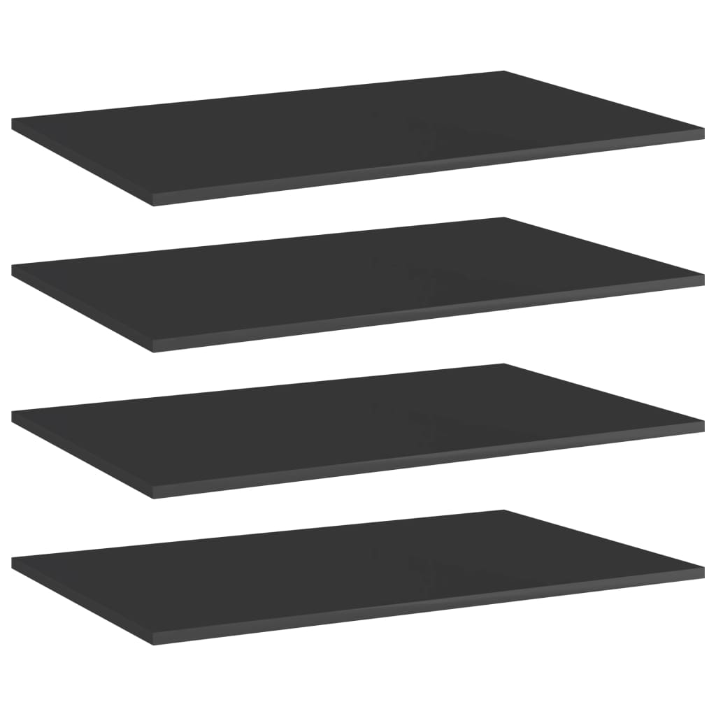 Bücherregal-Bretter 4 Stk. Hochglanz-Schwarz 80x50x1,5 cm