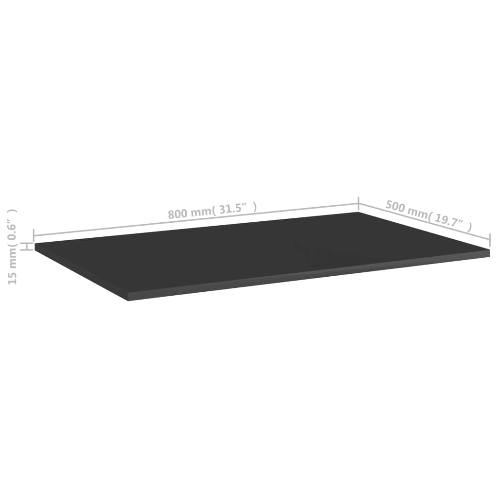 Bücherregal-Bretter 4 Stk. Hochglanz-Schwarz 80x50x1,5 cm