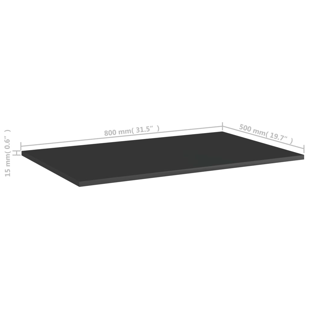 Bücherregal-Bretter 8 Stk. Hochglanz-Schwarz 80x50x1,5 cm