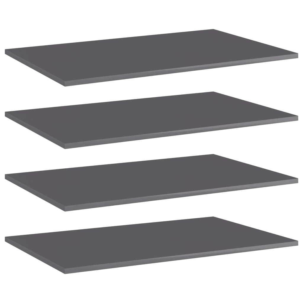 Bücherregal-Bretter 4 Stk. Hochglanz-Grau 80x50x1,5 cm