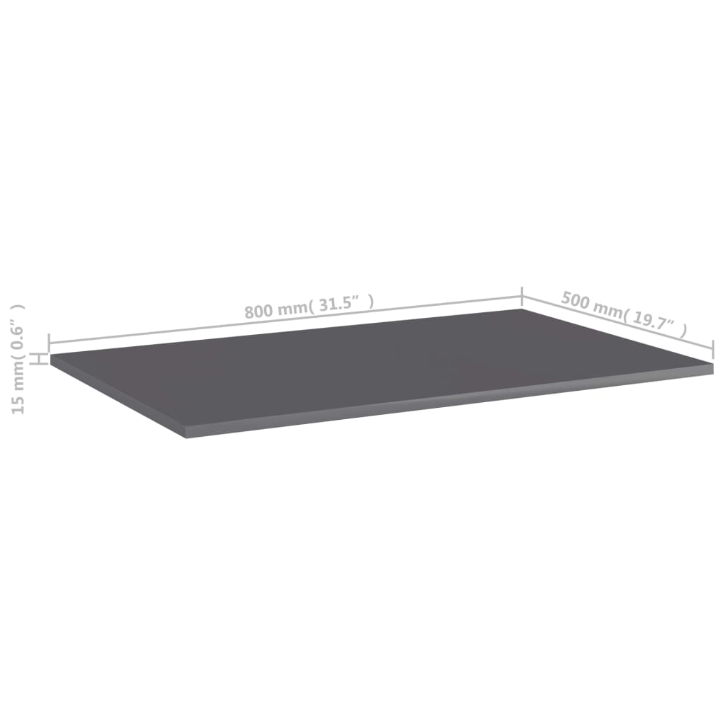 Bücherregal-Bretter 4 Stk. Hochglanz-Grau 80x50x1,5 cm