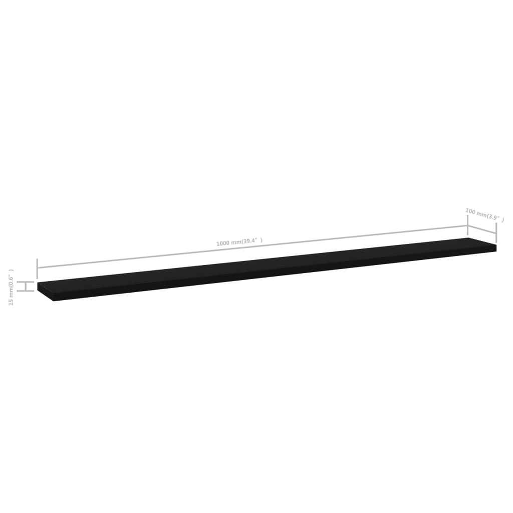 Bücherregal-Bretter 4 Stk. Schwarz 100x10x1,5 cm Holzwerkstoff