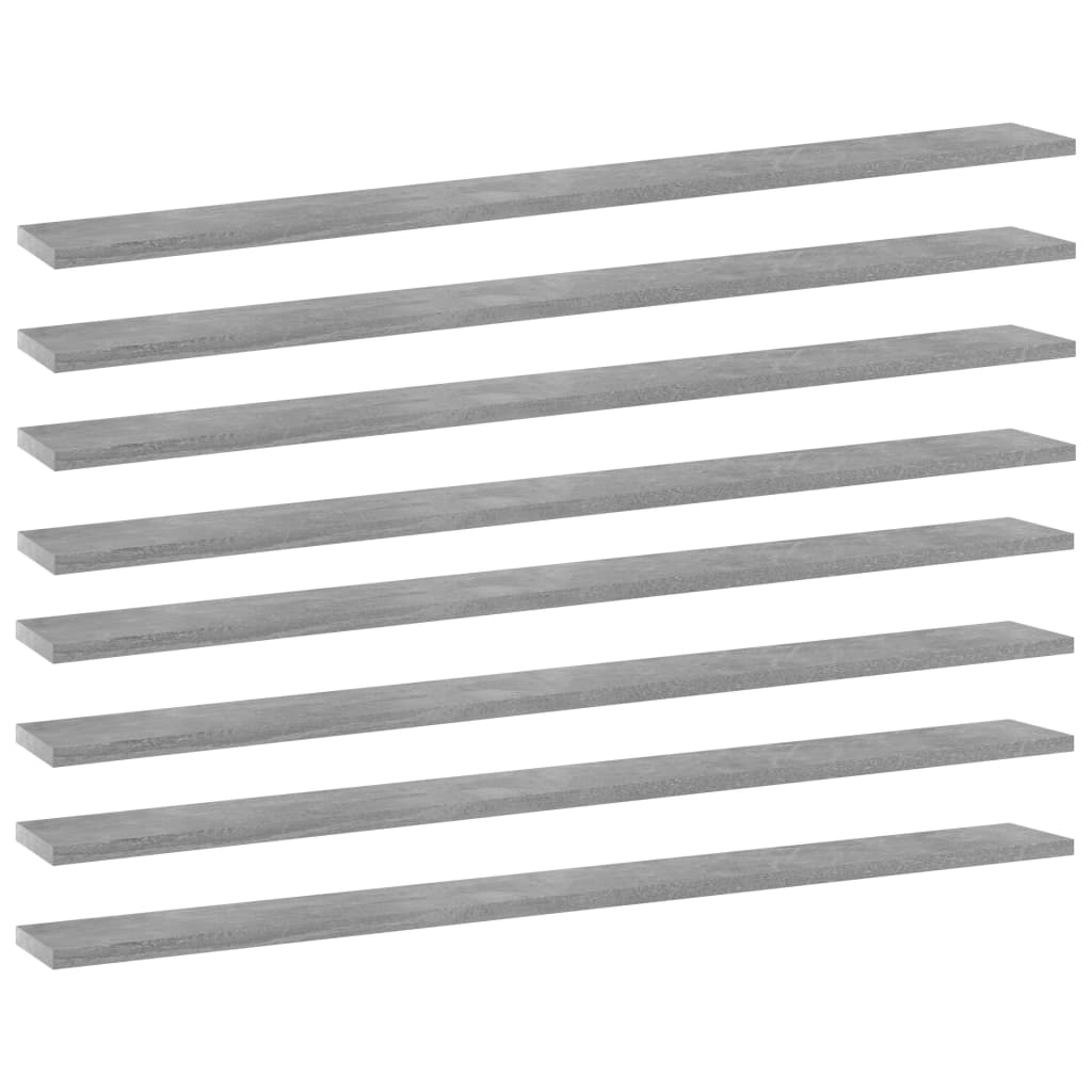 Bücherregal-Bretter 8 Stk. Betongrau 100x10x1,5cm Holzwerkstoff