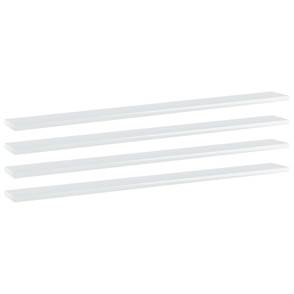 Bücherregal-Bretter 4 Stk. Hochglanz-Weiß 100x10x1,5 cm
