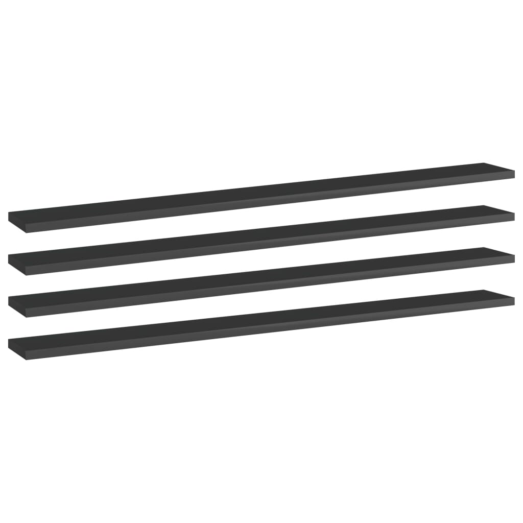 Bücherregal-Bretter 4 Stk. Hochglanz-Schwarz 100x10x1,5 cm