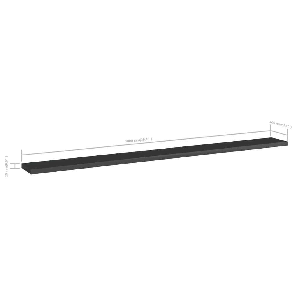Bücherregal-Bretter 4 Stk. Hochglanz-Schwarz 100x10x1,5 cm