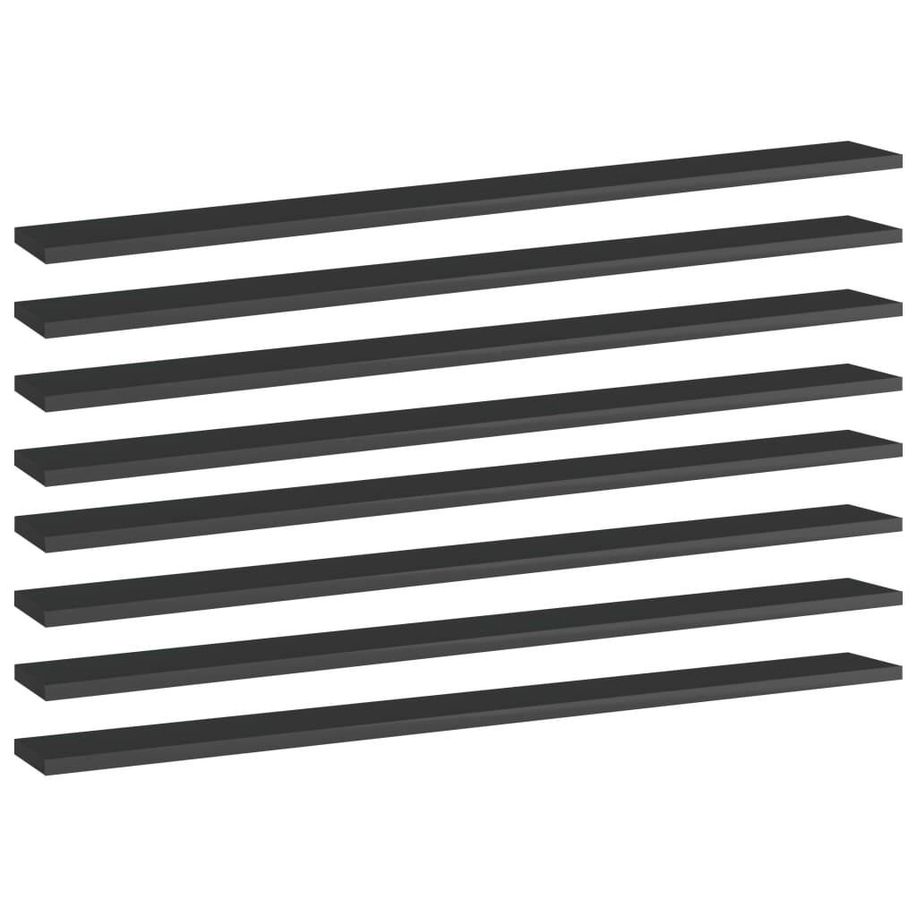 Bücherregal-Bretter 8 Stk. Hochglanz-Schwarz 100x10x1,5 cm
