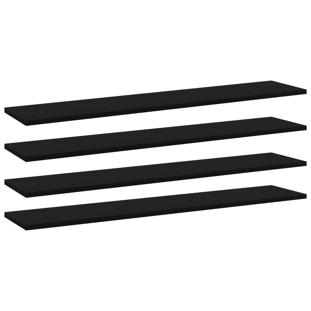 Bücherregal-Bretter 4 Stk. Schwarz 100x20x1,5 cm Holzwerkstoff