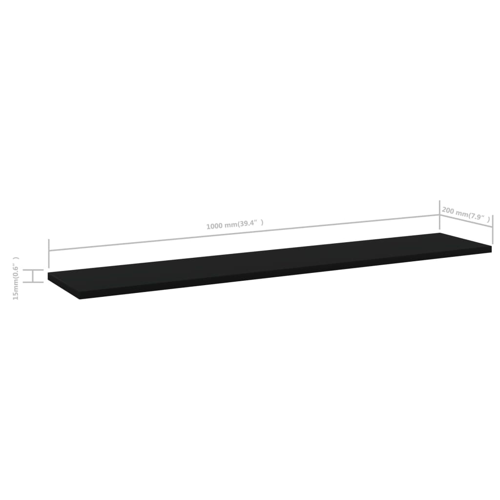 Bücherregal-Bretter 4 Stk. Schwarz 100x20x1,5 cm Holzwerkstoff