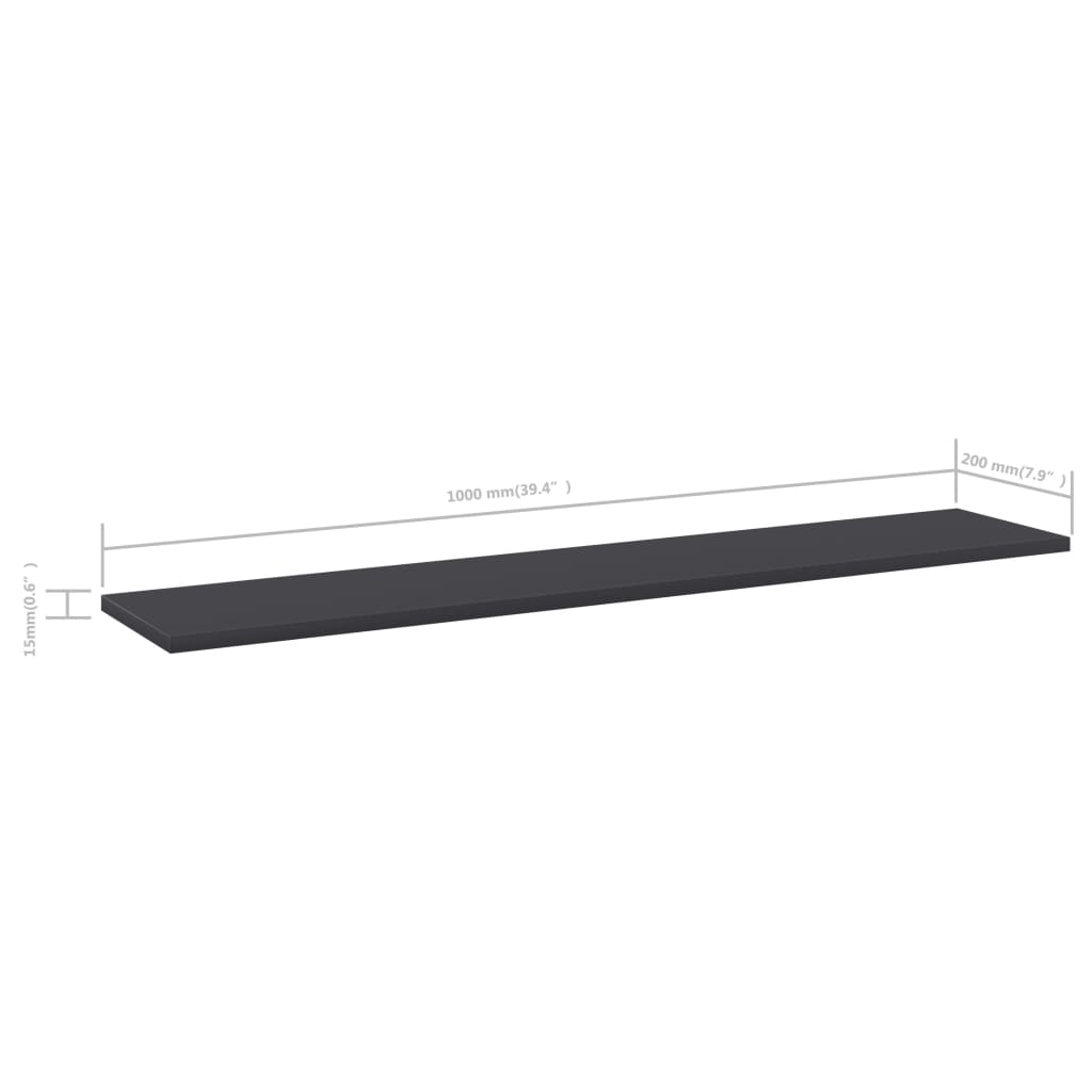 Bücherregal-Bretter 4 Stk. Grau 100x20x1,5 cm Holzwerkstoff