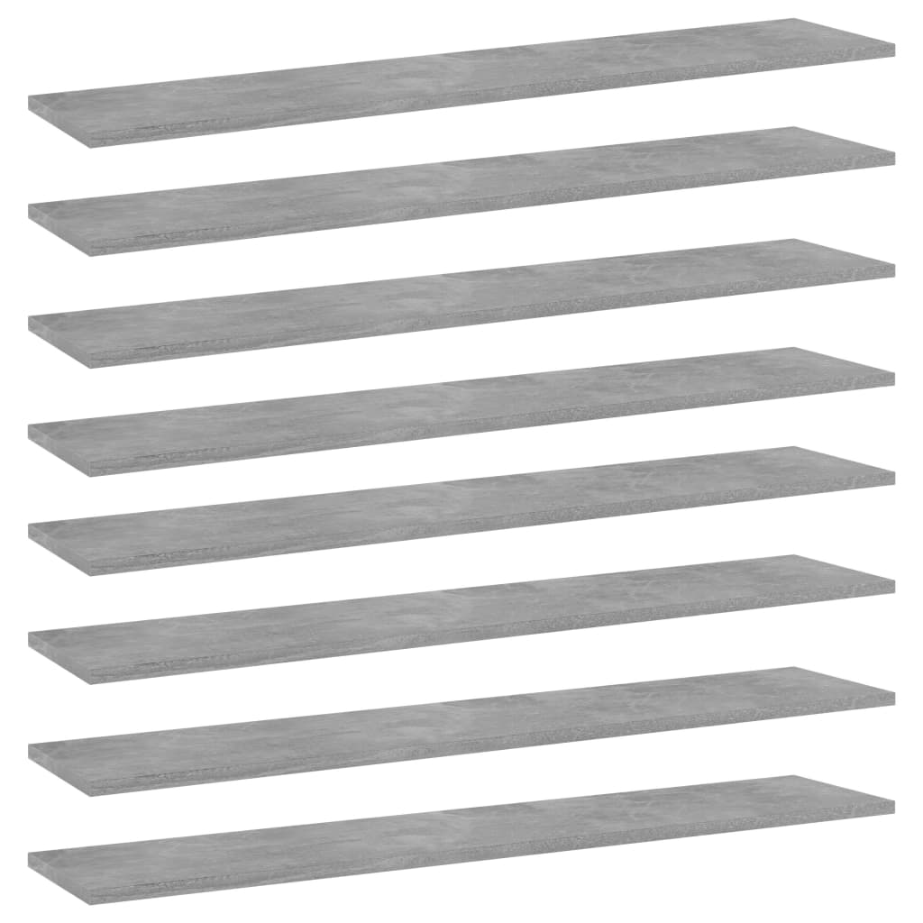 Bücherregal-Bretter 8 Stk. Betongrau 100x20x1,5cm Holzwerkstoff