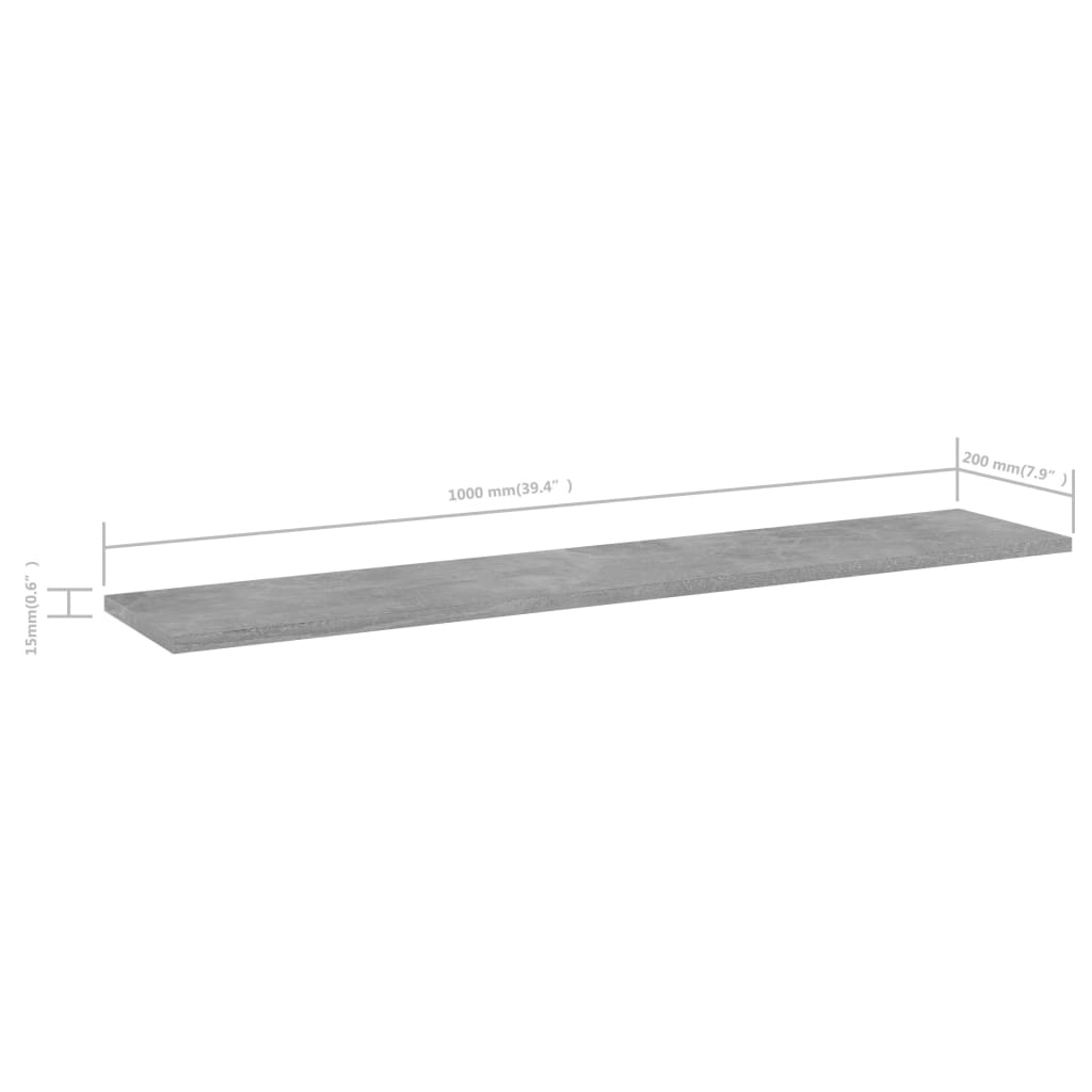 Bücherregal-Bretter 8 Stk. Betongrau 100x20x1,5cm Holzwerkstoff