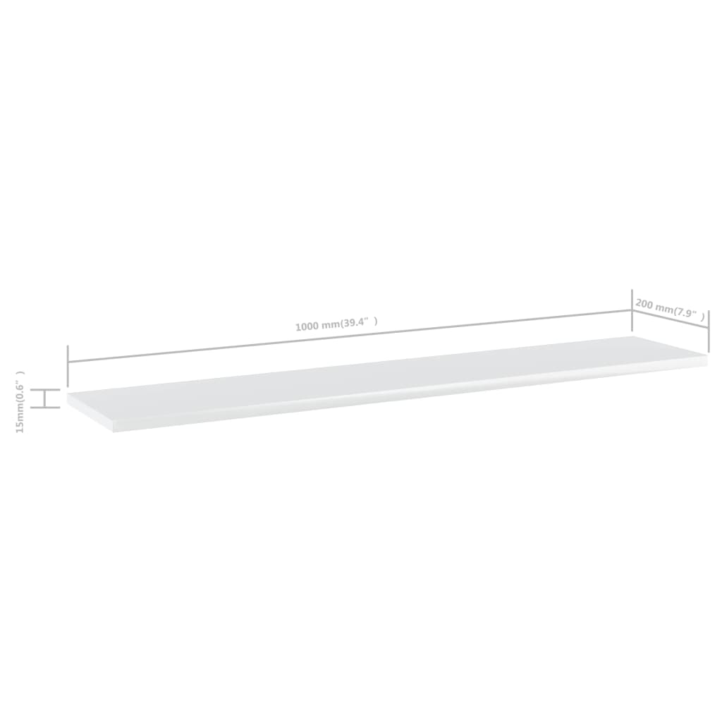 Bücherregal-Bretter 4 Stk. Hochglanz-Weiß 100x20x1,5 cm