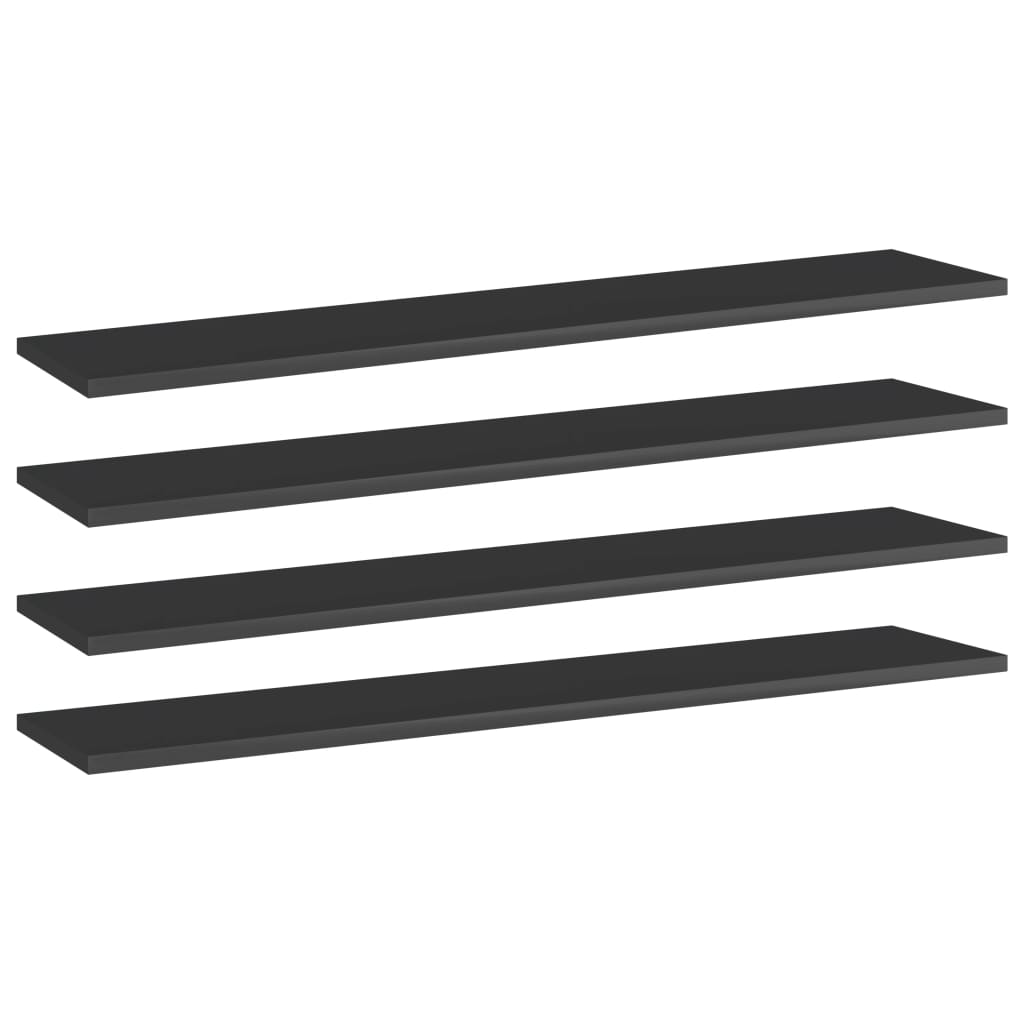 Bücherregal-Bretter 4 Stk. Hochglanz-Schwarz 100x20x1,5 cm