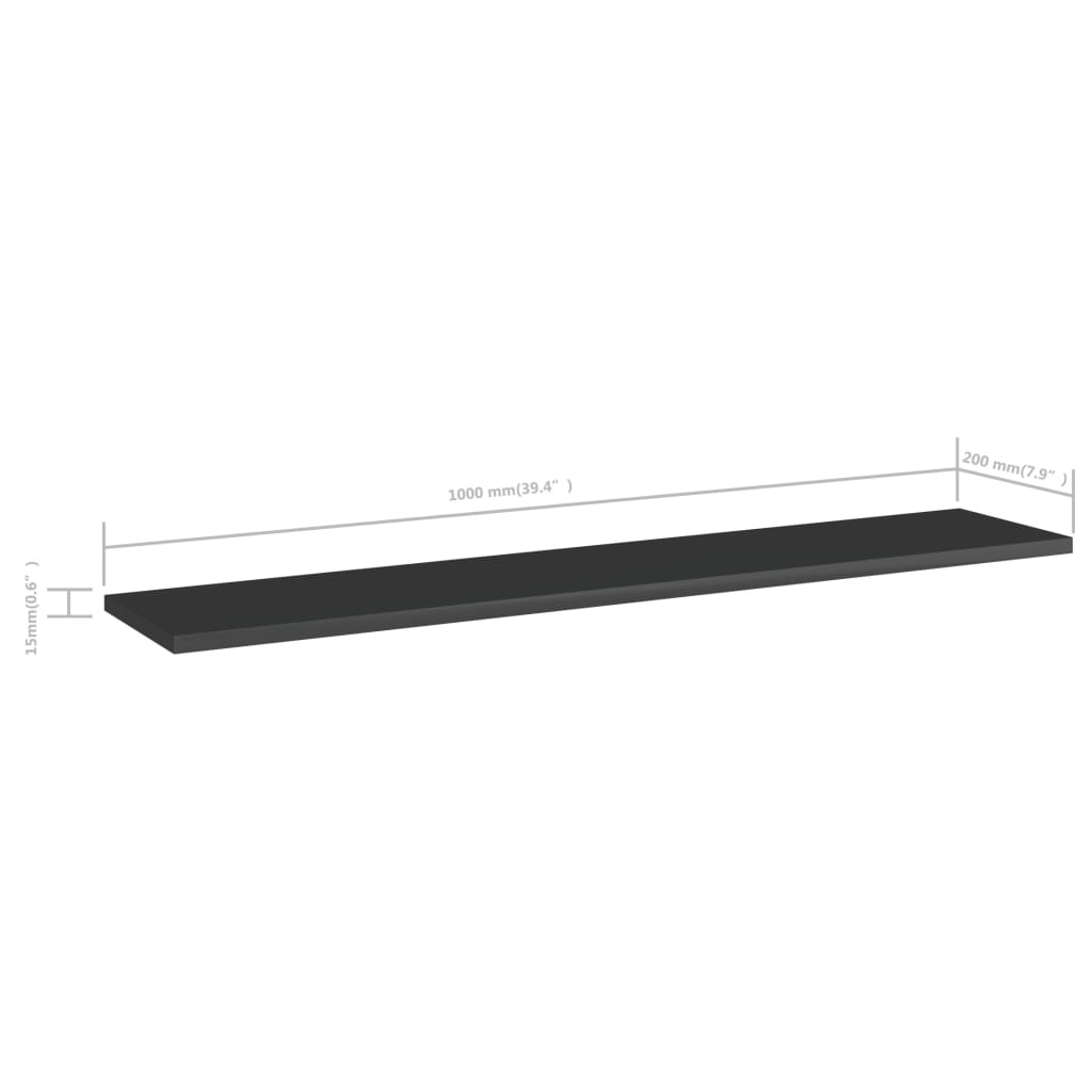 Bücherregal-Bretter 4 Stk. Hochglanz-Schwarz 100x20x1,5 cm