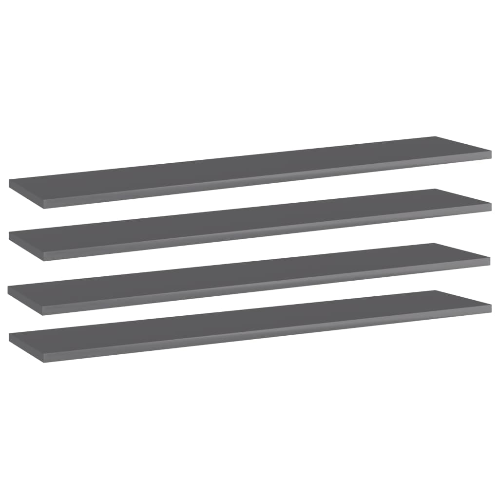 Bücherregal-Bretter 4 Stk. Hochglanz-Grau 100x20x1,5 cm