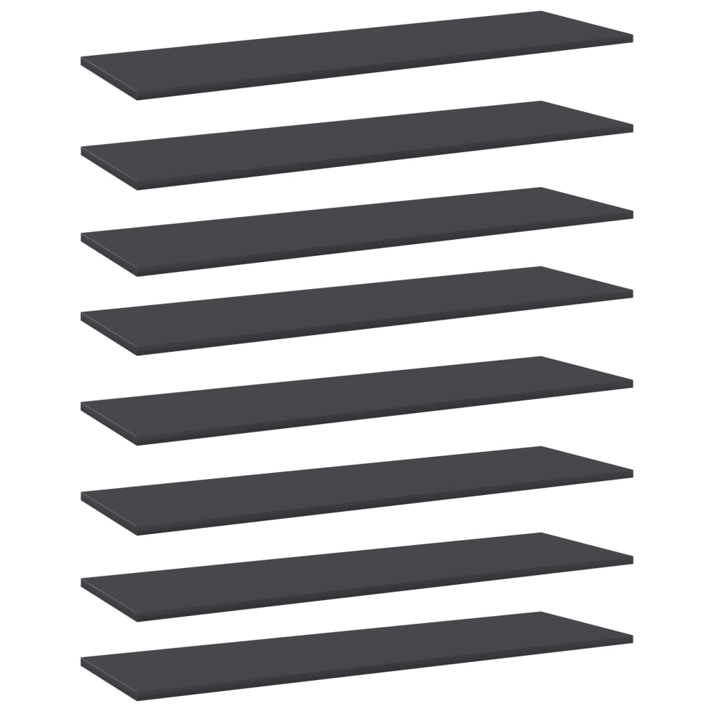 Bücherregal-Bretter 8 Stk. Grau 100x30x1,5 cm Holzwerkstoff