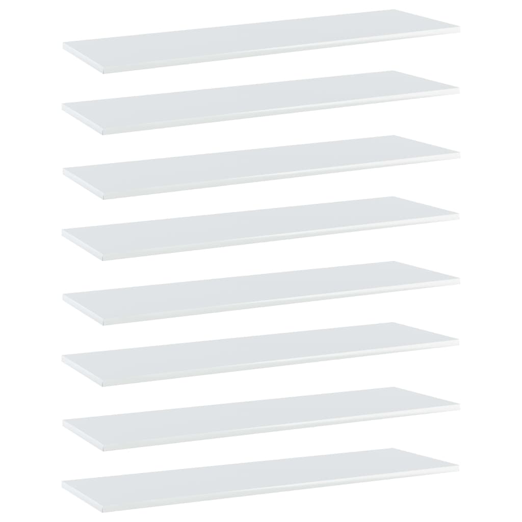 Bücherregal-Bretter 8 Stk. Hochglanz-Weiß 100x30x1,5 cm
