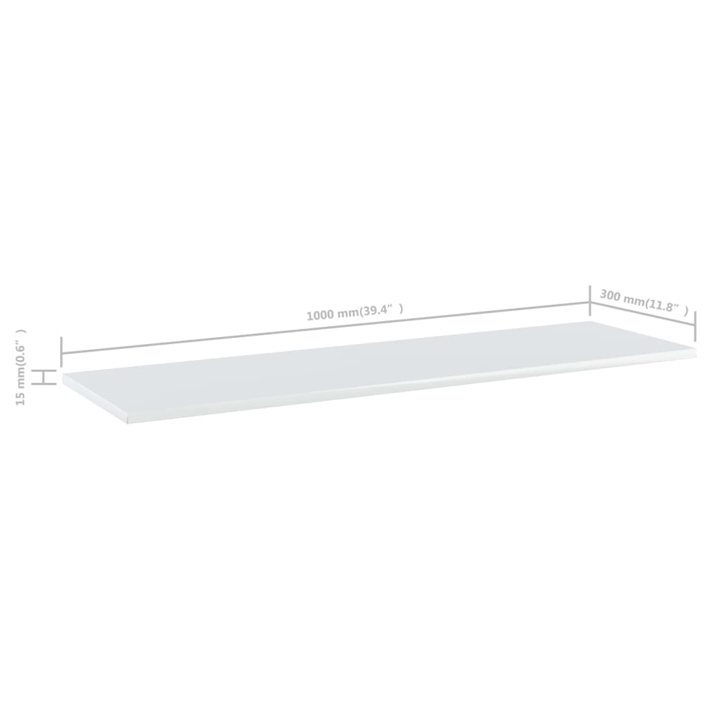 Bücherregal-Bretter 8 Stk. Hochglanz-Weiß 100x30x1,5 cm