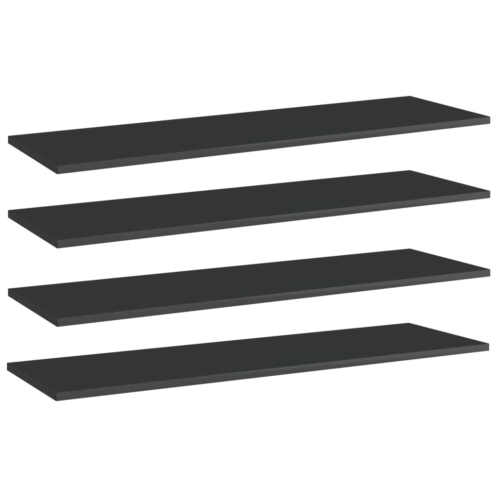 Bücherregal-Bretter 4 Stk. Hochglanz-Schwarz 100x30x1,5 cm