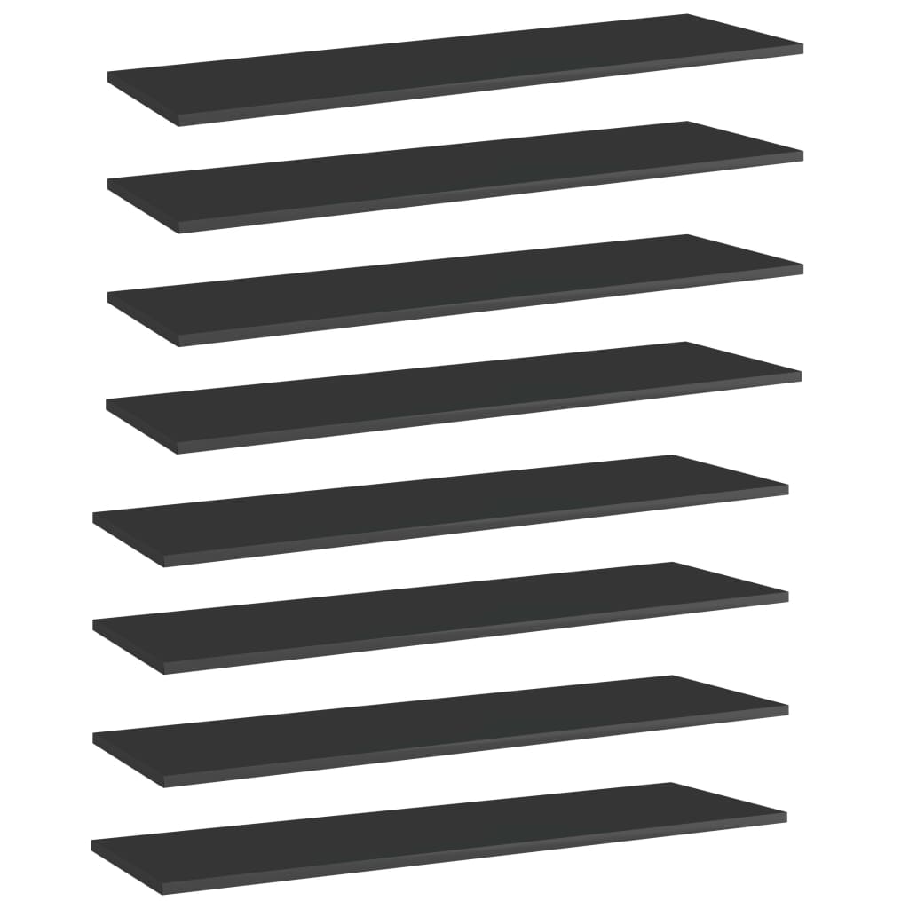 Bücherregal-Bretter 8 Stk. Hochglanz-Schwarz 100x30x1,5 cm