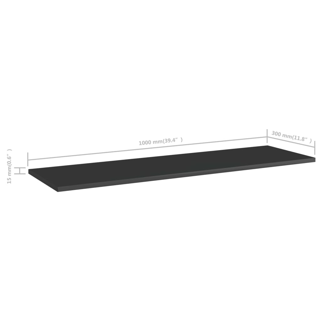 Bücherregal-Bretter 8 Stk. Hochglanz-Schwarz 100x30x1,5 cm