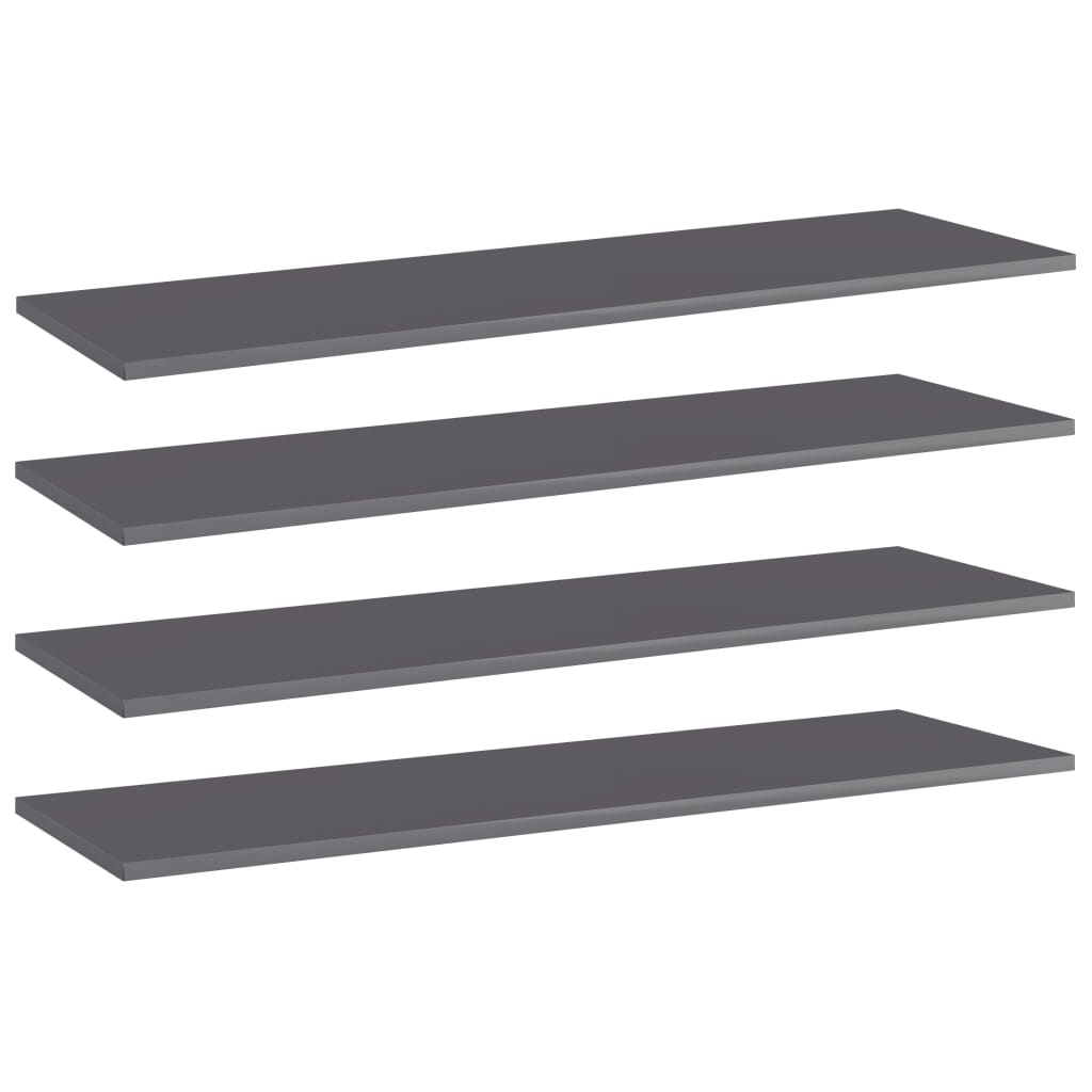 Bücherregal-Bretter 4 Stk. Hochglanz-Grau 100x30x1,5 cm