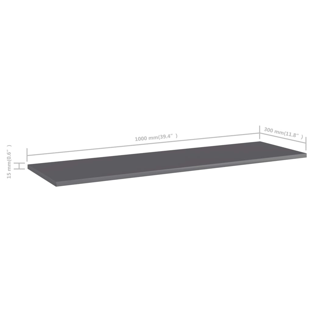 Bücherregal-Bretter 4 Stk. Hochglanz-Grau 100x30x1,5 cm