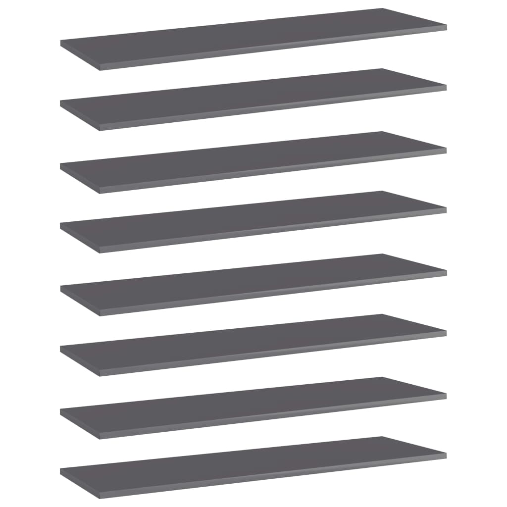 Bücherregal-Bretter 8 Stk. Hochglanz-Grau 100x30x1,5 cm