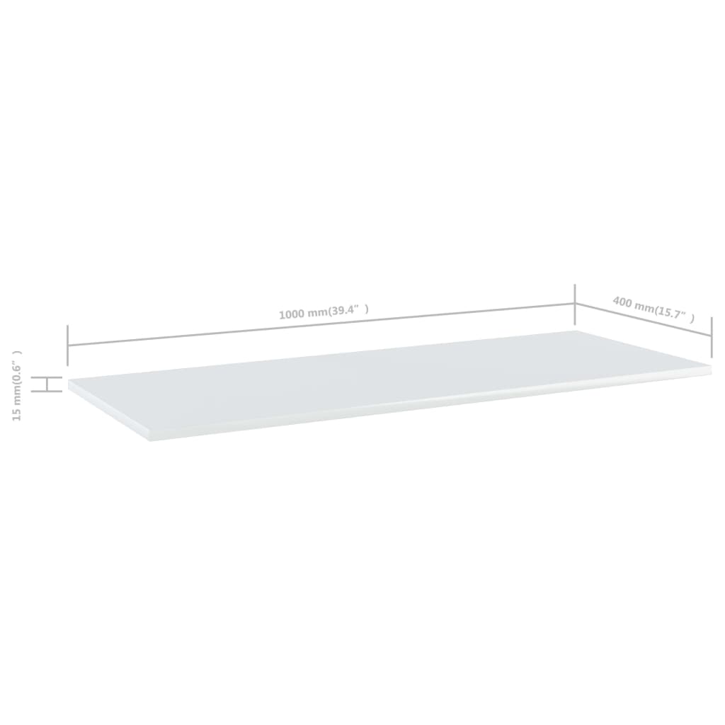 Bücherregal-Bretter 4 Stk. Hochglanz-Weiß 100x40x1,5 cm
