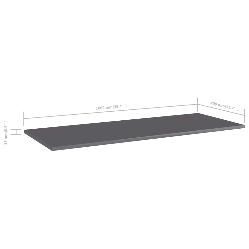 Bücherregal-Bretter 4 Stk. Hochglanz-Grau 100x40x1,5 cm