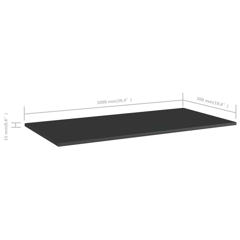 Bücherregal-Bretter 4 Stk. Hochglanz-Schwarz 100x50x1,5 cm