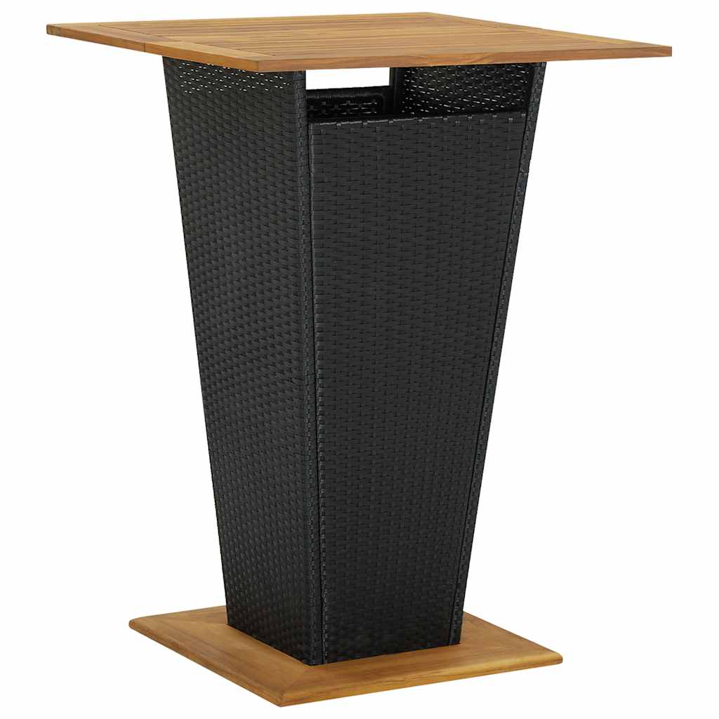 9-tlg. Gartenbar-Set mit Kissen Poly Rattan Schwarz
