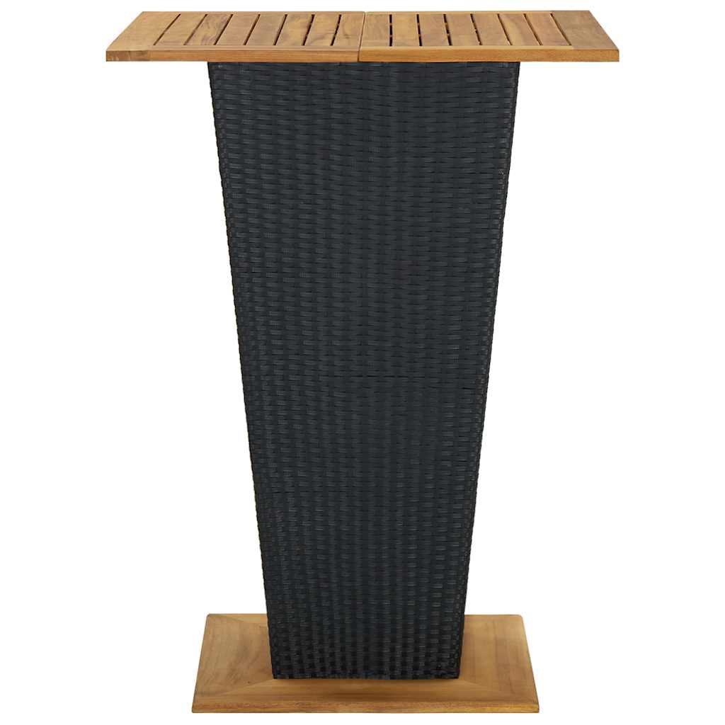 9-tlg. Gartenbar-Set mit Kissen Poly Rattan Schwarz