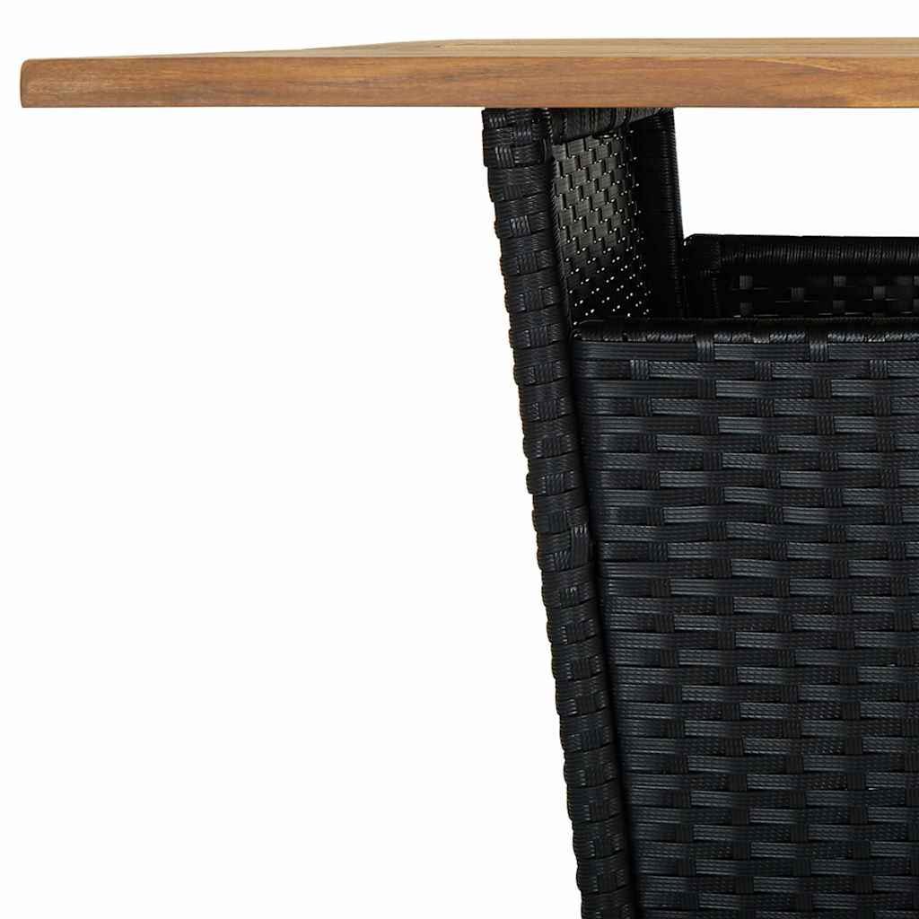 9-tlg. Gartenbar-Set mit Kissen Poly Rattan Schwarz