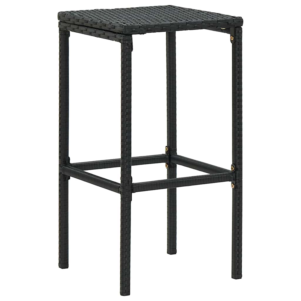 9-tlg. Gartenbar-Set mit Kissen Poly Rattan Schwarz