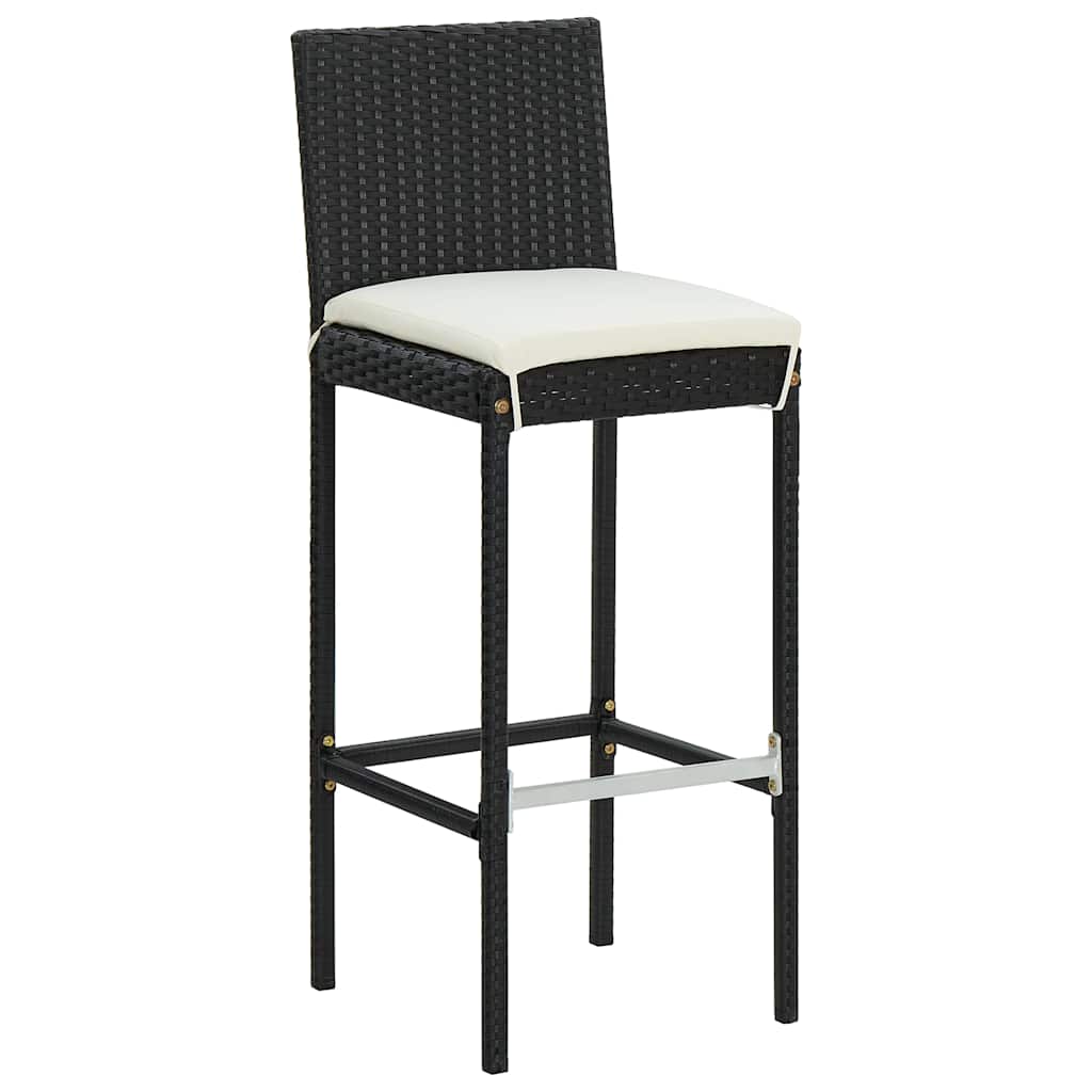 9-tlg. Gartenbar-Set mit Kissen Poly Rattan Schwarz