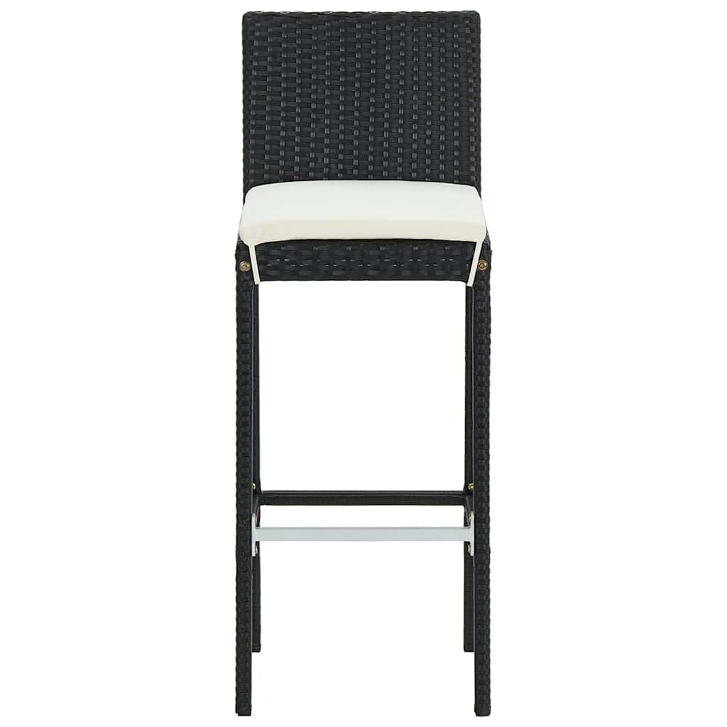 9-tlg. Gartenbar-Set mit Kissen Poly Rattan Schwarz