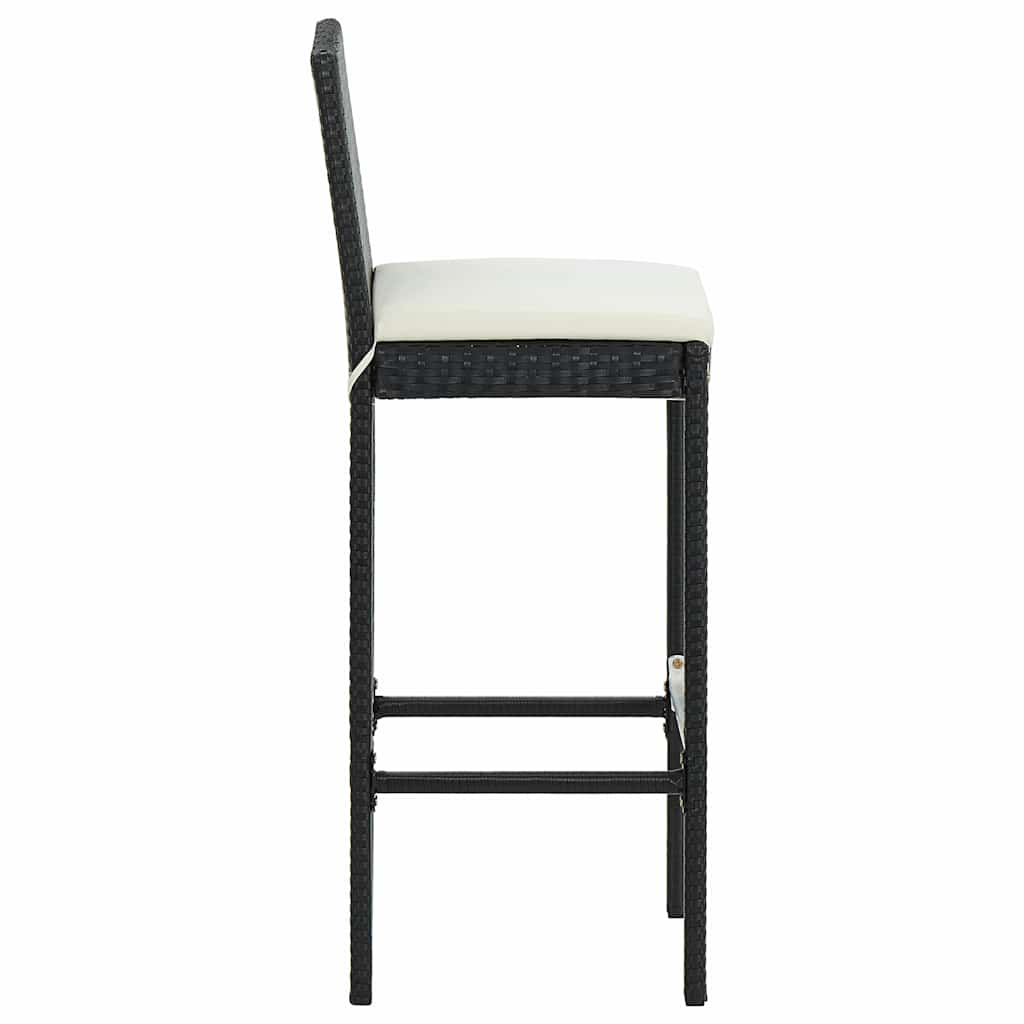 9-tlg. Gartenbar-Set mit Kissen Poly Rattan Schwarz