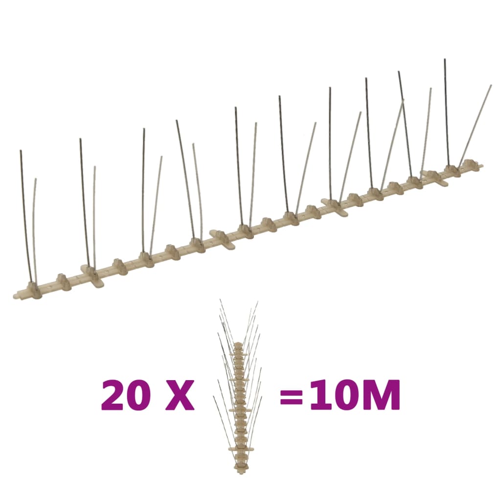 20-tlg. Vogelabwehr-Spikes-Set 10 m Kunststoff 2-reihig