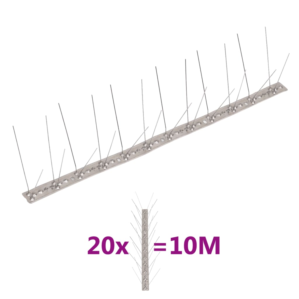 20-tlg. Taubenabwehr Spikes-Set Edelstahl 10 m 4-reihig